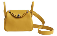 HERMES Lindy Clemence Bullock Leather Handbag Shoulder Bag Crossbody Bag Mini Women's Sun Orange