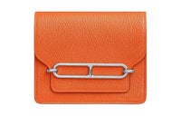 HERMES Roulis Mysore Goat Skin Pig Nose Fanny Pack Coin Purse Wallet Women's 0X Aluminum Dan Orange