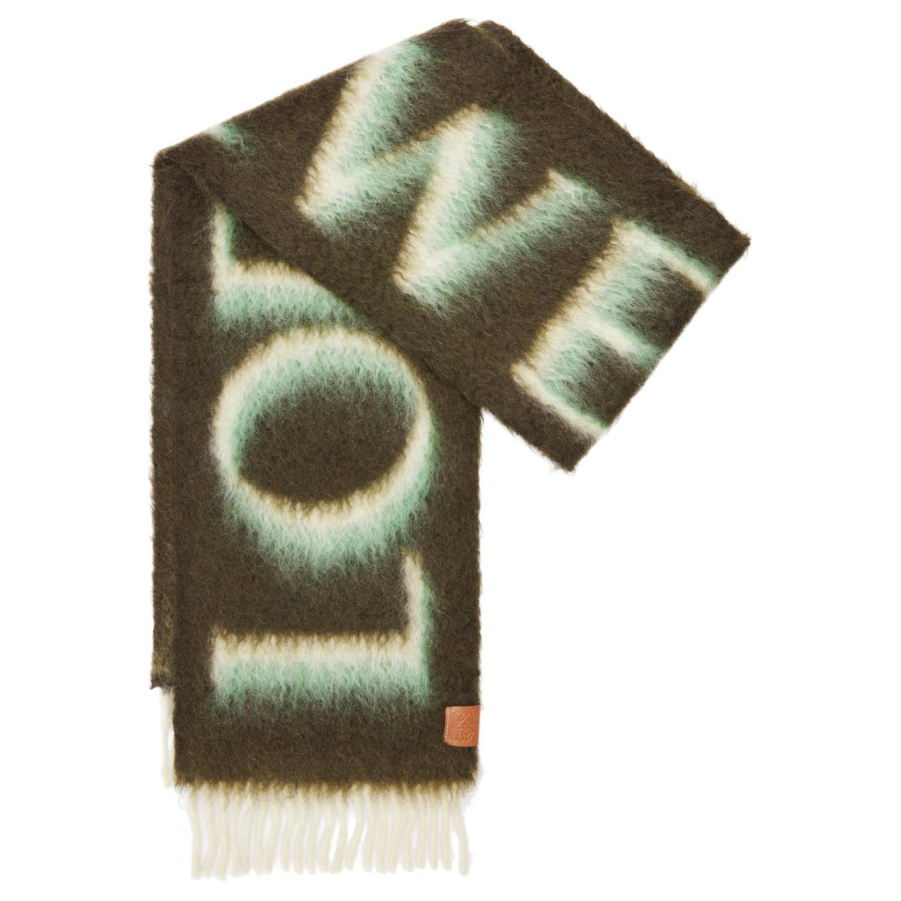 LOEWE Logo Intarsia Fringed Scarf