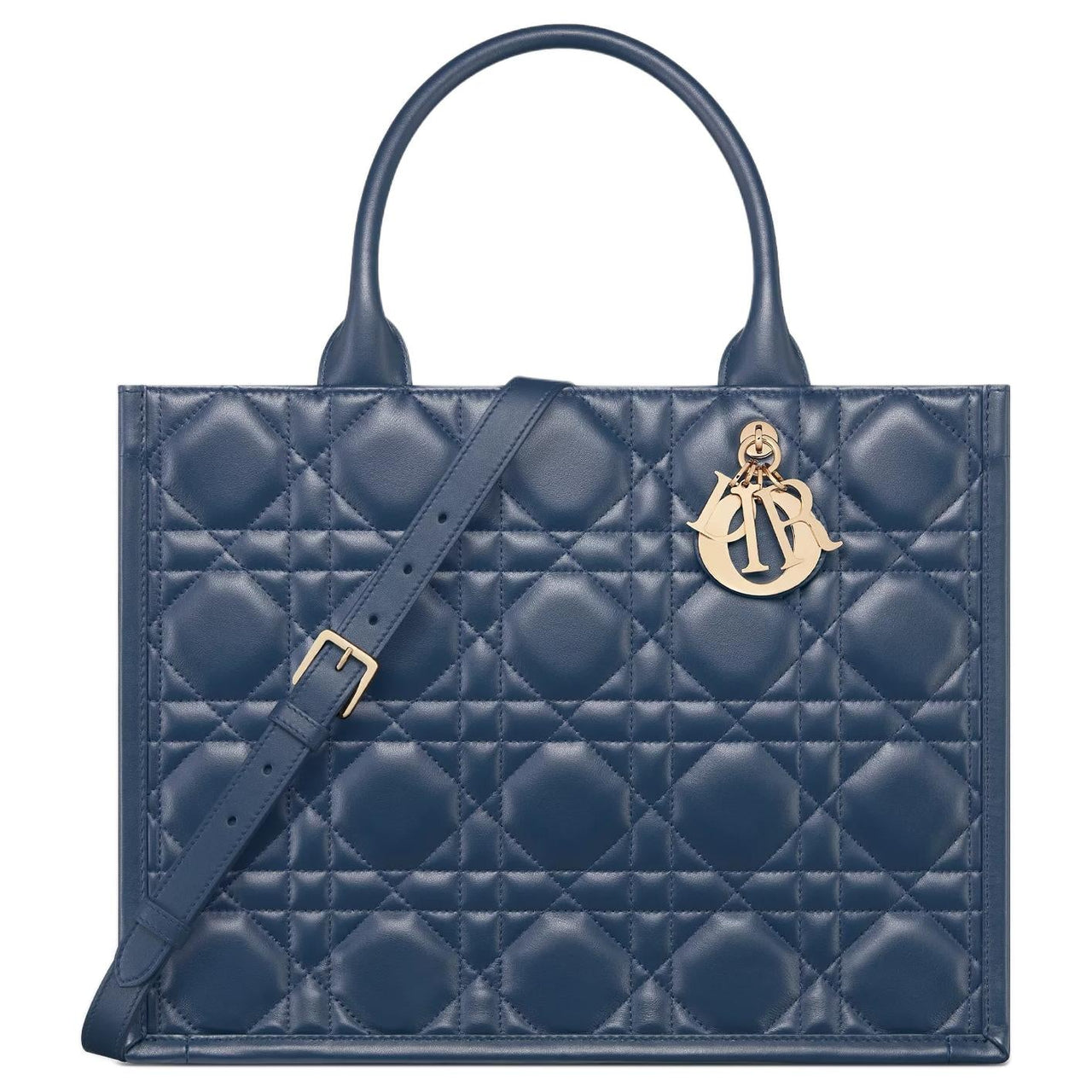 DIOR BookTote Calfskin Tote Bag, Shopping Bag, Shoulder Bag, Crossbody Bag, Handbag Medium Size Women's Deep Sea Blue