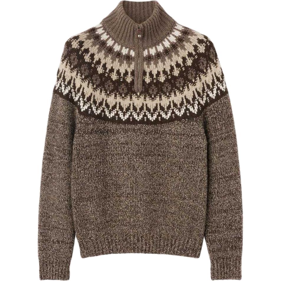 Loro Piana Pattern Intarsia Quater-Zip Sweater