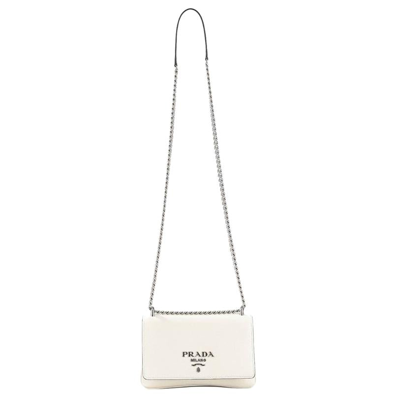 PRADA Calfskin Shoulder Bag Women's White