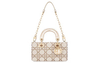 DIOR Lady D-JOY Sheepskin Daisie Bag Shoulder Bag Crossbody Bag Handbag Extra Mini Women's Gold
