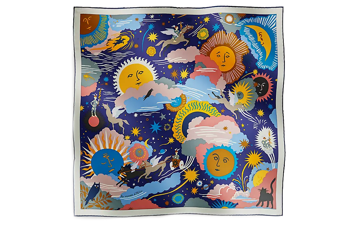 HERMES Silk Scarves Women's Indigo