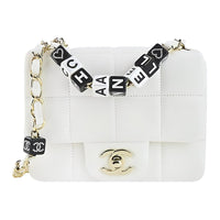 CHANEL Lambskin Mouth Cover Bag Crossbody Bag Shoulder Bag Mini Women's White