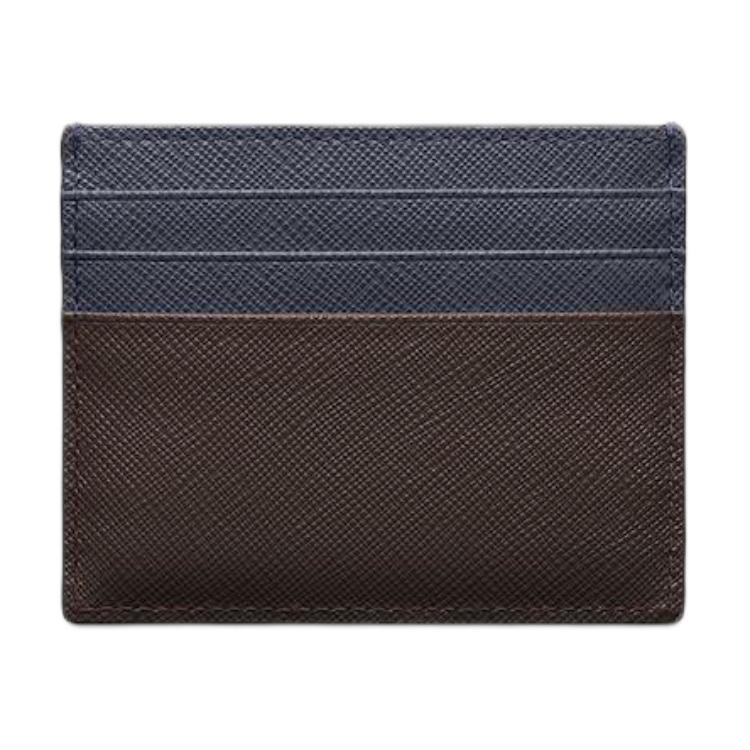 PRADA Saffiano Leather Card Holder Men's Coffee