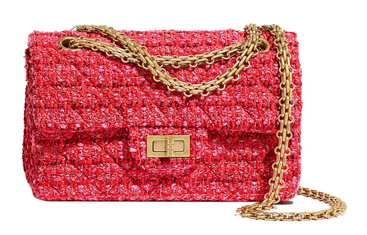 CHANEL 2.55 Cow Leather Crossbody Bag Shoulder Bag Women's Red