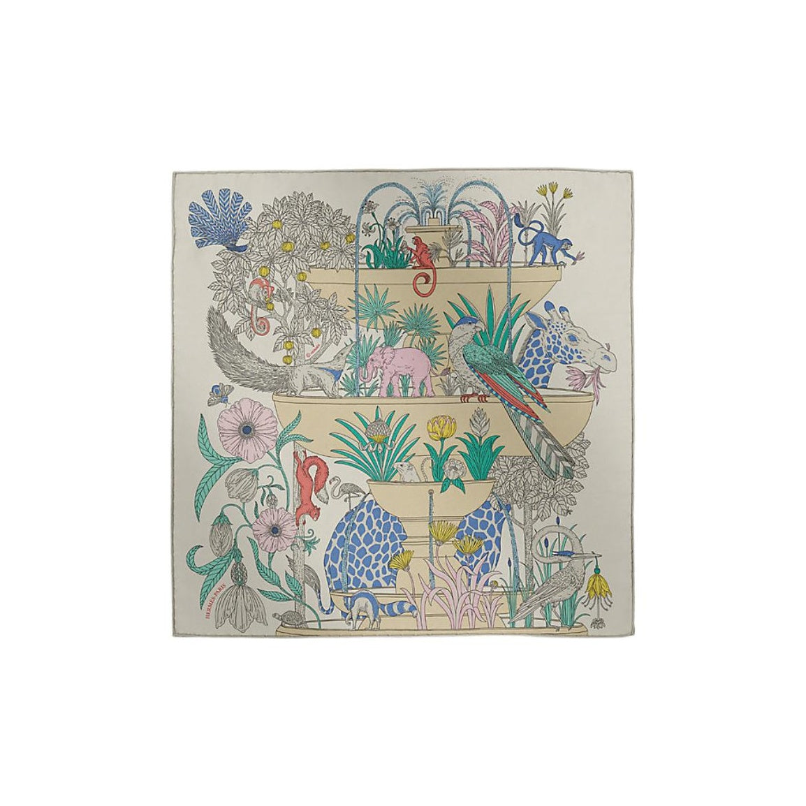 HERMES Silk Silk Scarves Women's Silver Gray