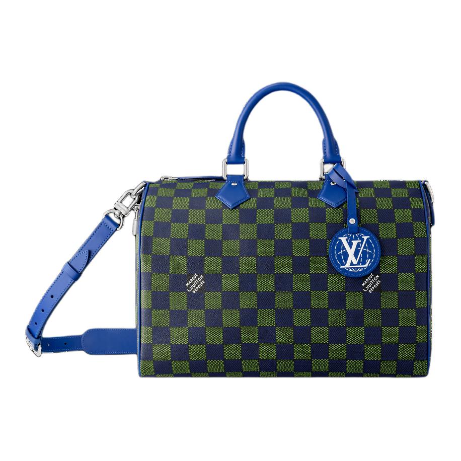 LOUIS VUITTON Coated Canvas Handbag Unisex Turquoise