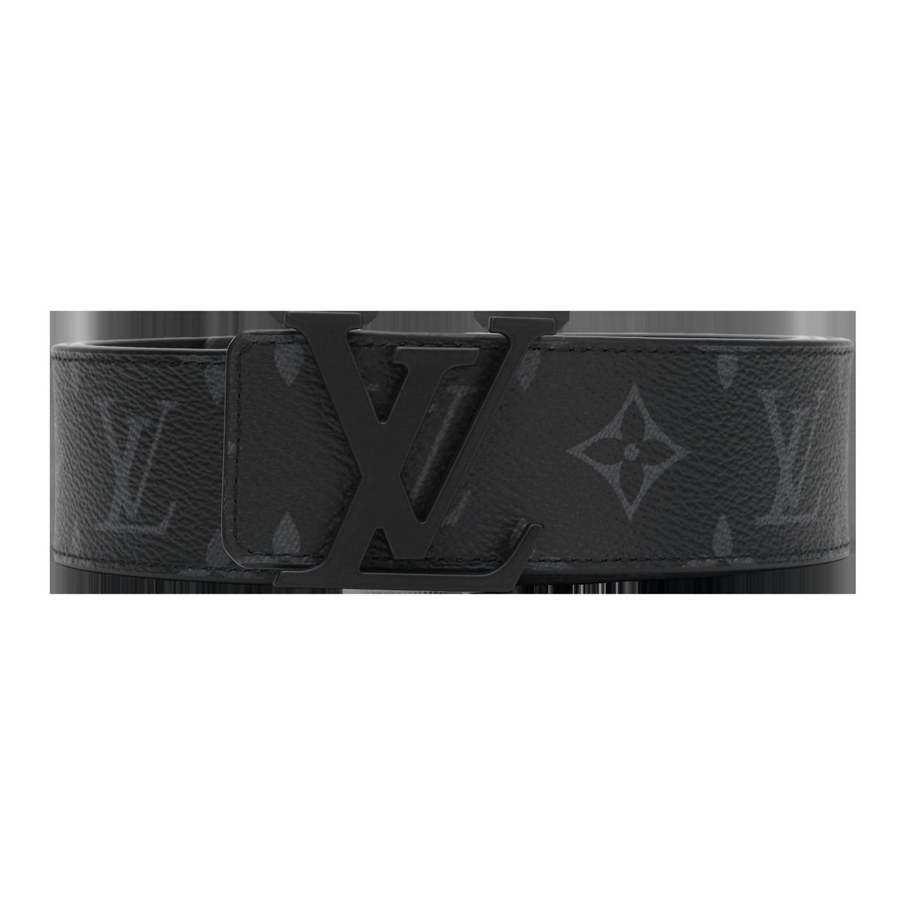LOUIS VUITTON Cow Leather Belts Men's Black Width  4cm