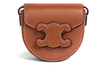 CELINE BesaceCuir Triomphe Cow Leather Saddle Bag Messenger Bag Handbag Shoulder Bag Crossbody Bag Mini Women's Tawny