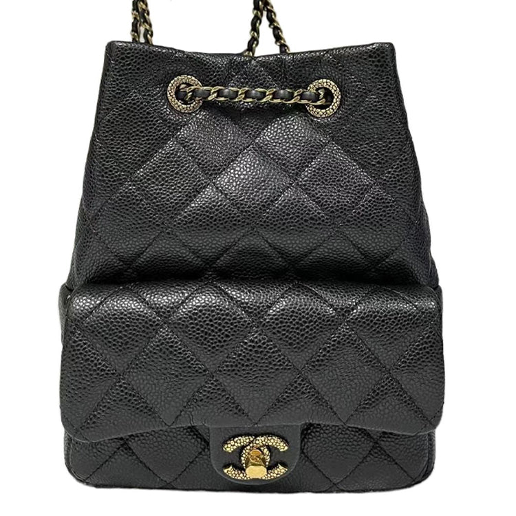 CHANEL Grained Lambskin Backpack Women's Black