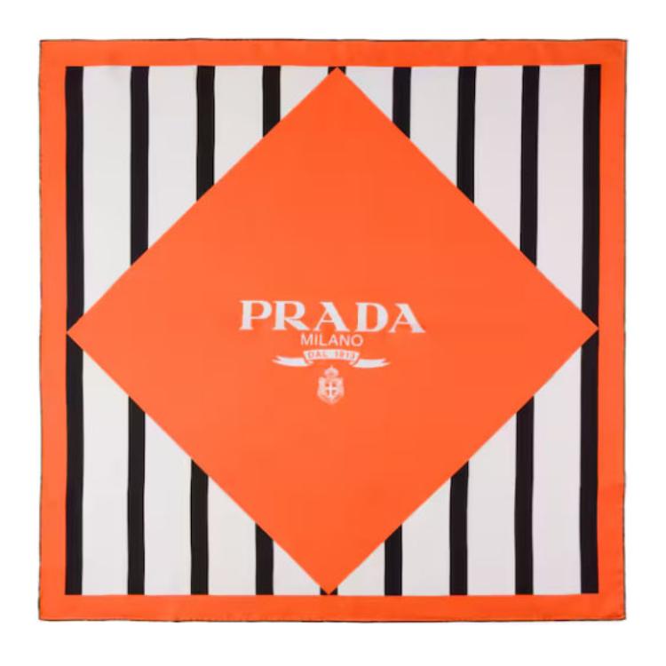 PRADA Fabric Silk Scarves Women's Orange