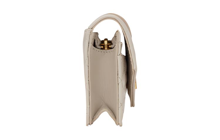 SAINT LAURENT Monogram Cow Leather/Sheepskin Card Holder Women's Vintage White
