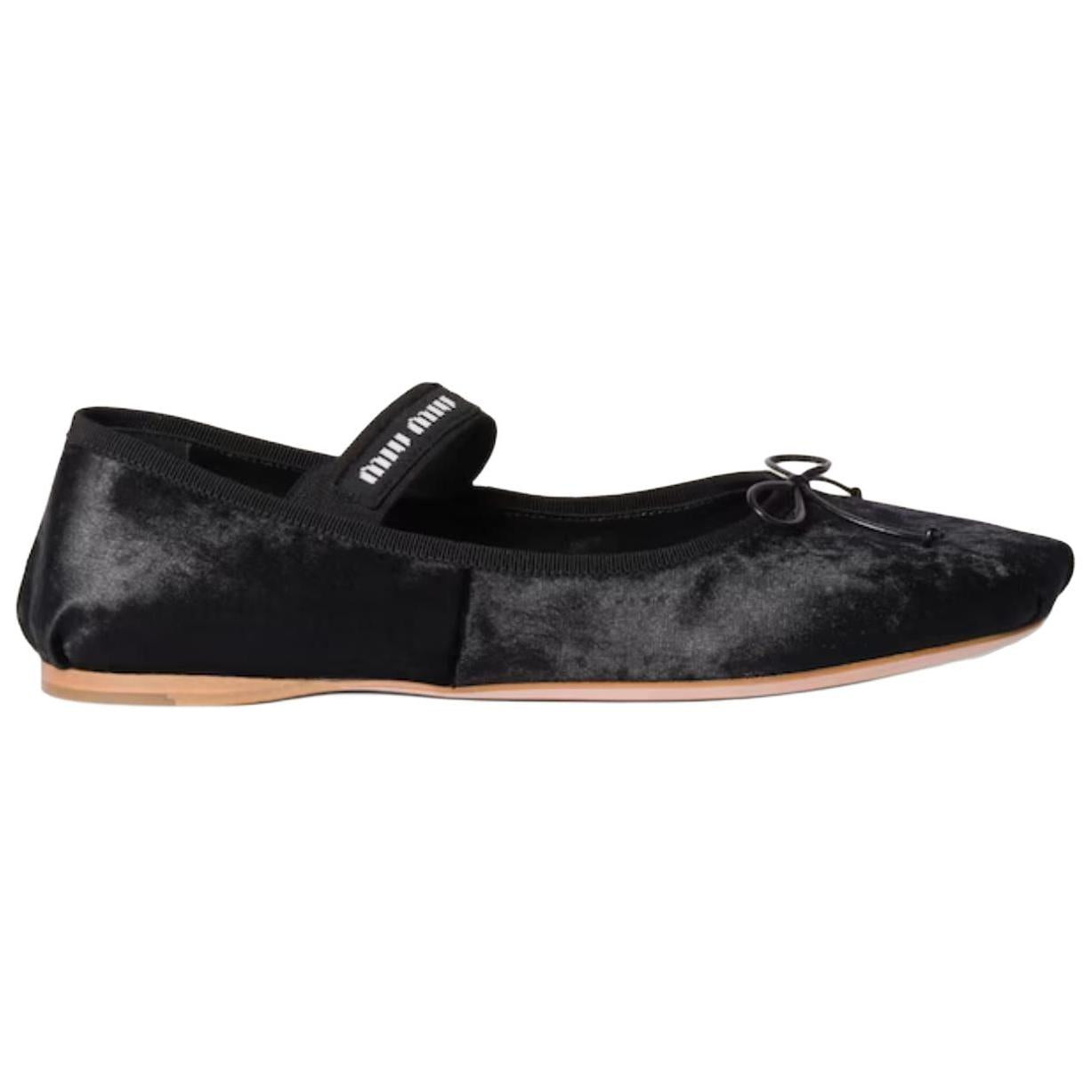 MIU MIU Flat Mary Jane Shoes Women's Black