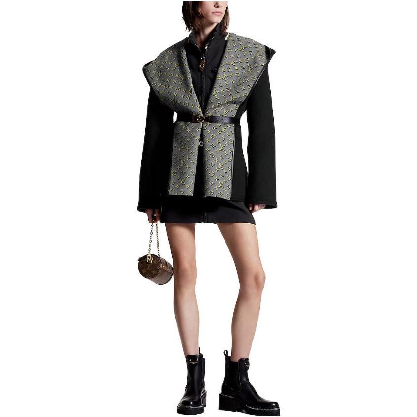 LOUIS VUITTON 1ABT6S 3D Monogram Double-Breasted Wrap Coat