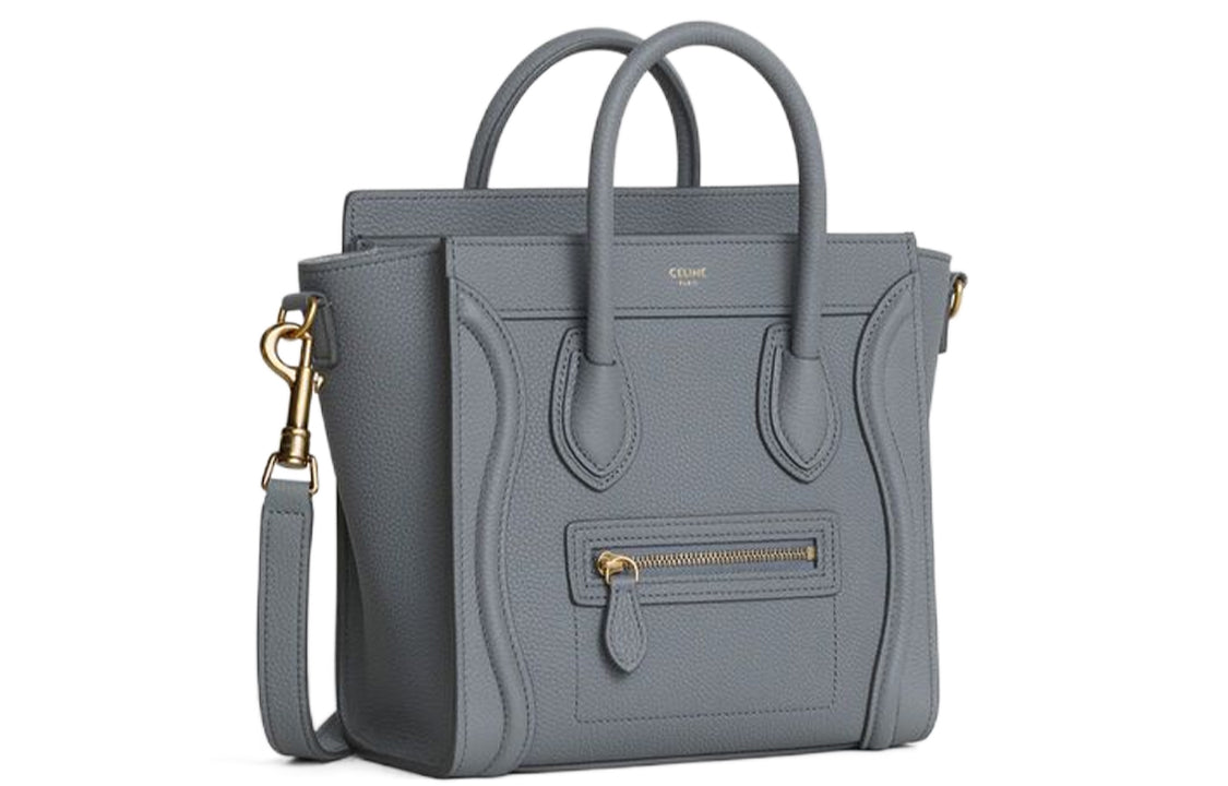 CELINE Luggage Calfskin Shoulder Bag Crossbody Bag Handbag Nano Women's Smoky Gray