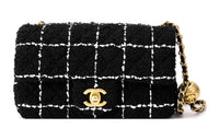 CHANEL Classic Flap CF Velvet Chain Bag With Zip Closure Shoulder Crossbody Bags Mini Women's Black