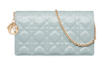 DIOR Lady Dior Calfskin 3-in-1 With Independent Card Wallet Coin Purse One Shoulder Crossbody Clutch Women's Blue