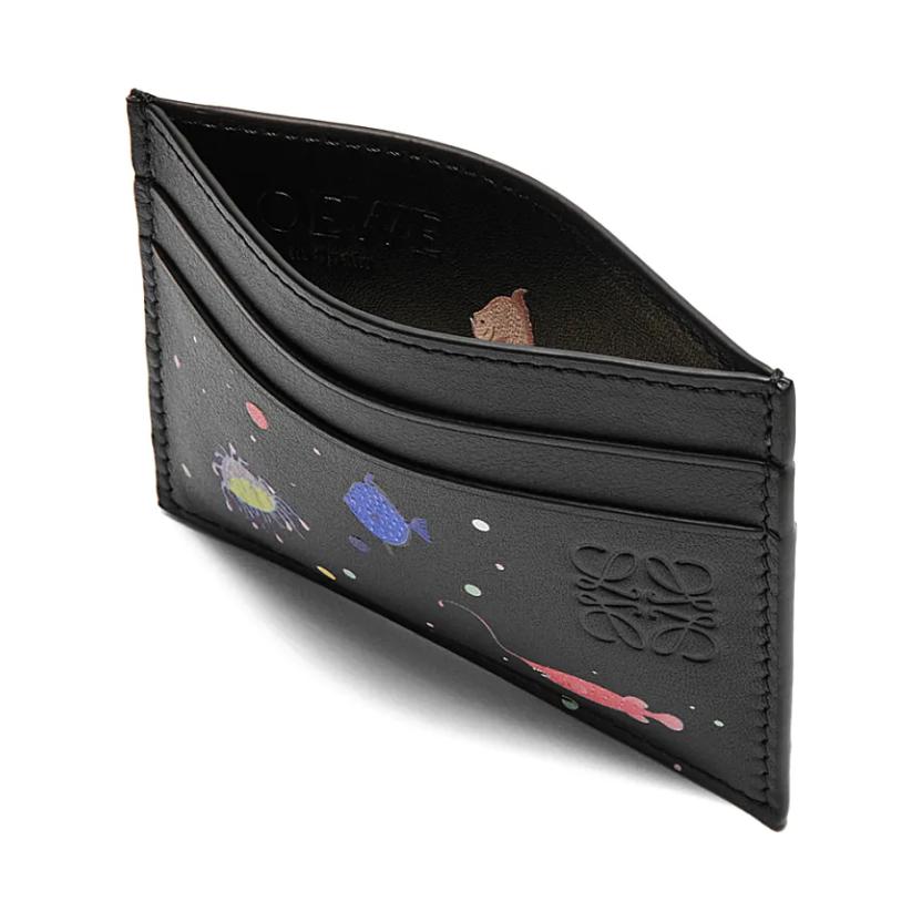 LOEWE Suna Fujita Collaboration Nappa Cow Leather Card Holder Women's Black