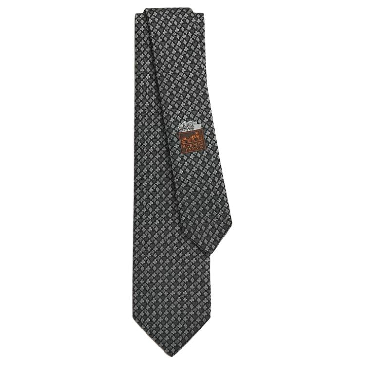 HERMES Mulberry Silk Ties Men's Black/Gray