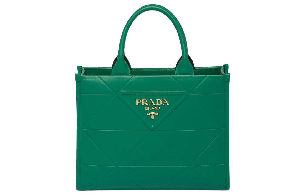 PRADA Leather Tote Bag Shopping Bag Shoulder Bag Crossbody Bag Handbag Small Size Women's Green
