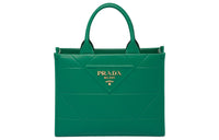 PRADA Leather Tote Bag Shopping Bag Shoulder Bag Crossbody Bag Handbag Small Size Women's Green