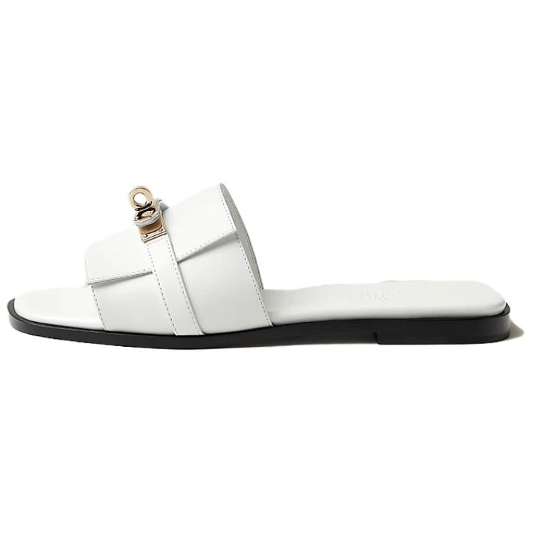 HERMES Giulia Slide Slippers Women's White