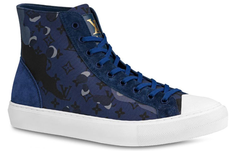 LOUIS VUITTON Tattoo Monogram Ankle Sneakers 'Blue Camo Monogram'