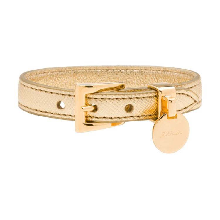 PRADA Leather Bracelets Women's Gold