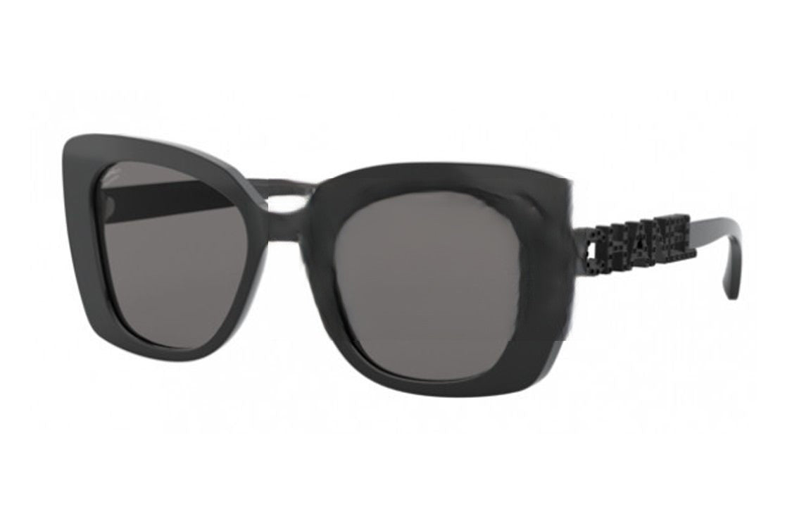 CHANEL Plastic Irregular Shape Sunglasses Women's Black