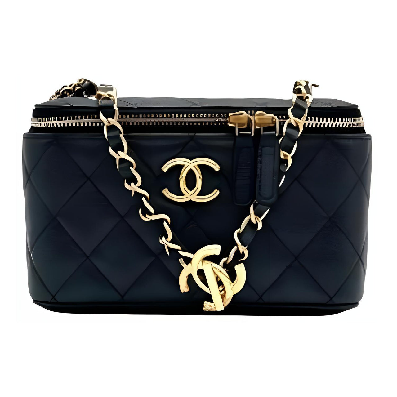 CHANEL Diamond Pattern Leather One Shoulder Crossbody Clutches Women's Black