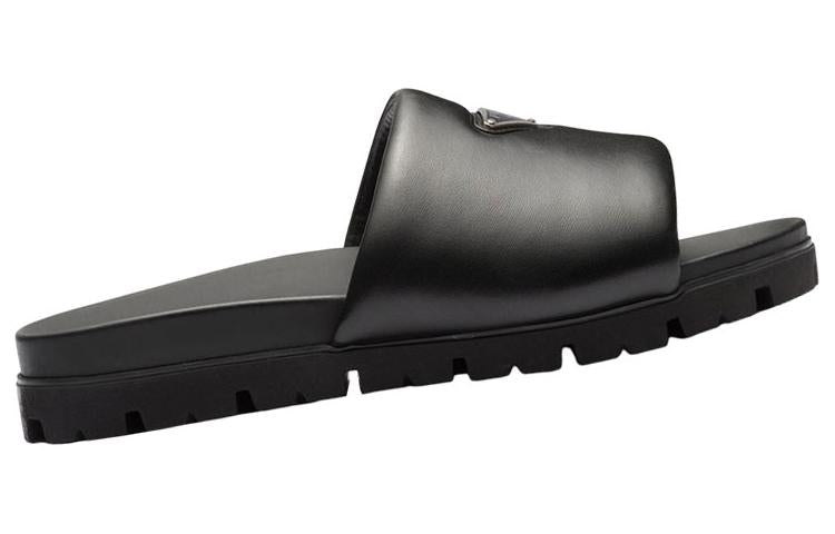 PRADA Padded Slides Black Nappa Leather Men's