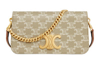 CELINE Canvas With Calfskin Portable Crossbody Bag, Shoulder Bag Women's Gold