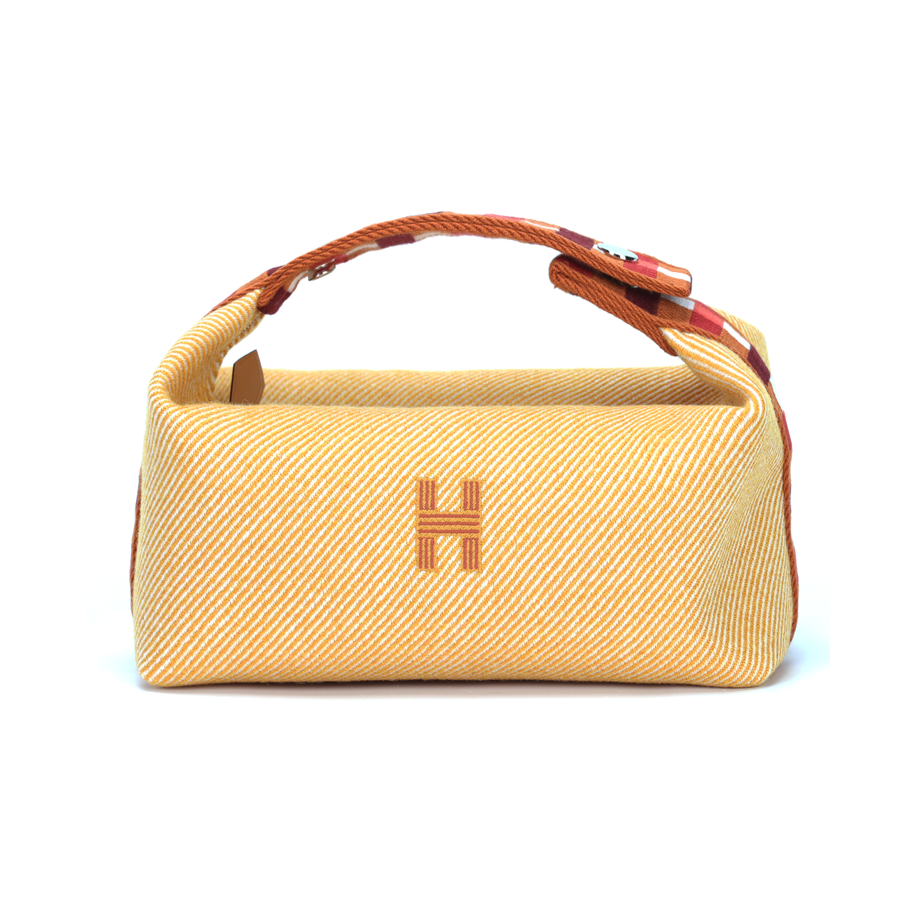 HERMES Bride-a-Brac Wool Storage Bags Toiletry Bags Small Size Unisex Light Yellow Umber