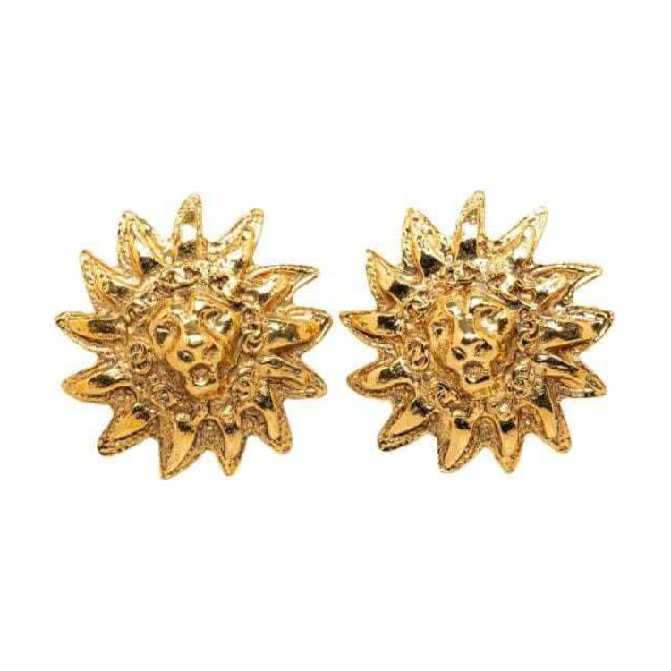 CHANEL 1990 2000s Lion head Clip on Earrings