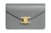 CELINE Bright Calfskin Handheld Shoulder Bag, Crossbody Bag, Wallet Women's Zinc