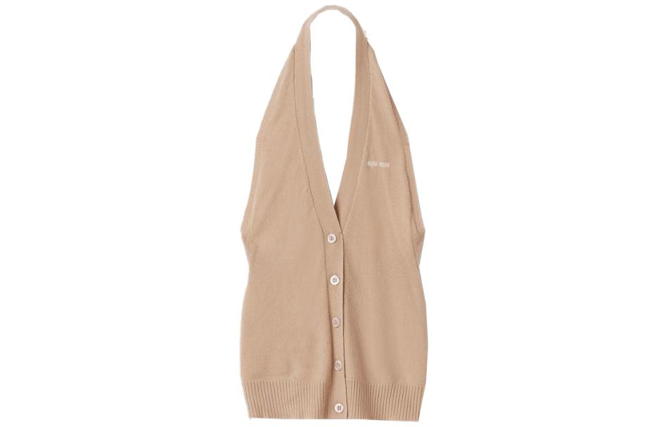 MIU MIU Sleeveless Open-Back Knitted Gilet