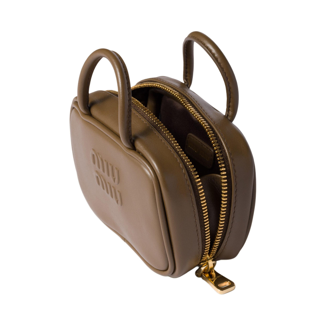 MIU MIU Calfskin Bag Charm Coin Purse Women's Tundra