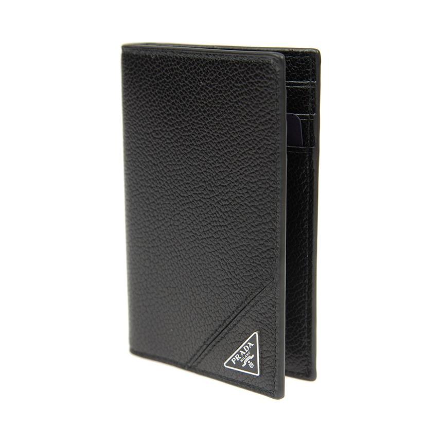 PRADA Calfskin Card Holder Men's Black