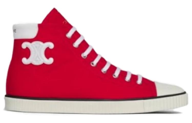 CELINE High Top Stylish Skateboarding Shoes Women's Bright Red