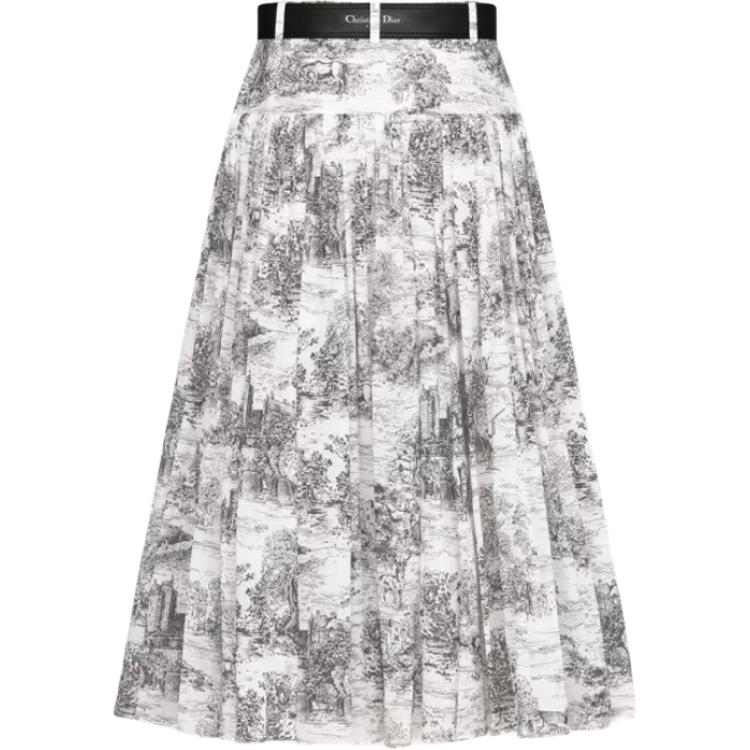 DIOR FW24 Casual Long Skirt Women's White Black