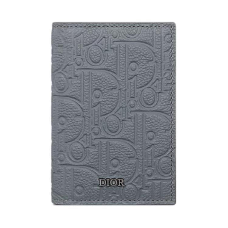 DIOR Calfskin Card Holder Men's Dark Gray