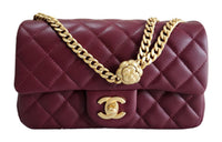 CHANEL Sheepskin Chain Bag Shoulder Bag Crossbody Bag Mini Women's Burgundy