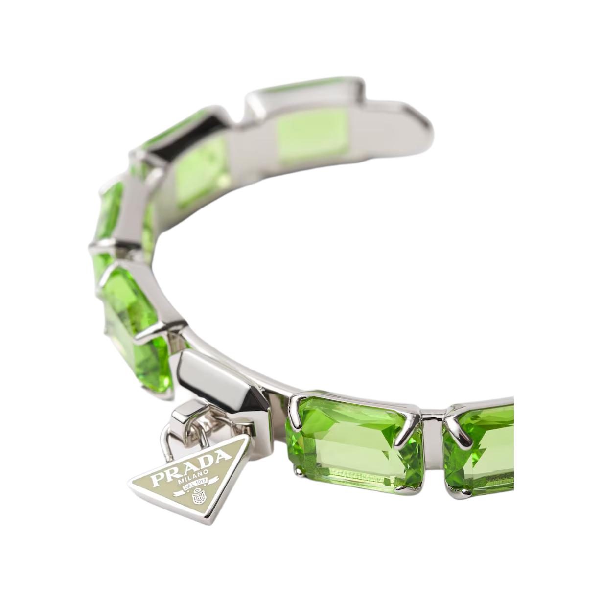 PRADA Enamel Crystal Metal Bracelets Women's Green