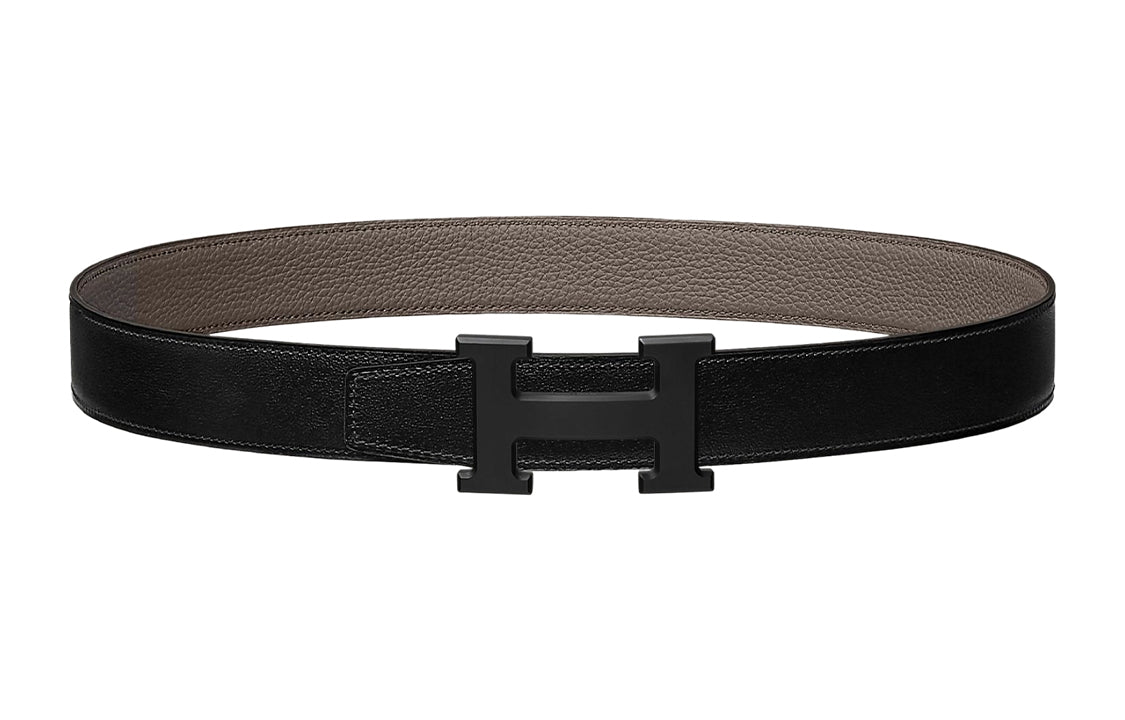 HERMES Epsom Calfskin Leather Belts Women's Black Width: 3.2cm