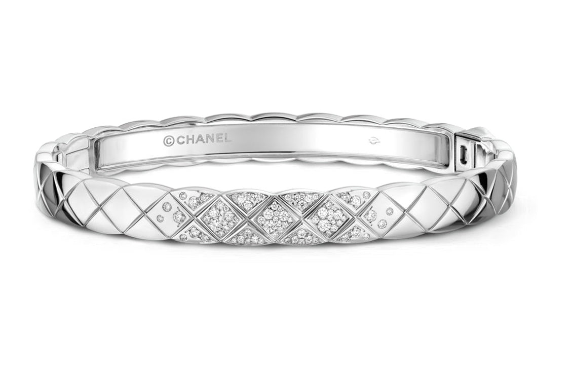 CHANEL CoCo Crush 18K White Gold Bangles Unisex Silver