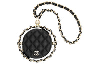 CHANEL 22c Early Spring Lambskin Clutch, Coin Purse, Shoulder Bag, Crossbody Bag Regular Women's Black