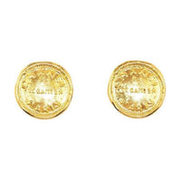 CHANEL 1970 1980 Plated 31 Rue Cambon Round Clip On Costume Earrings