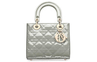 DIOR Lady Dior Patent Leather Calfskin Handbag Shoulder Bag Crossbody Bag Daisie Bag Clutch Small Size Women's Gray